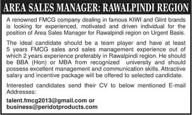 Sales Manager Jobs in Rawalpindi 2014 June at Peridot Products (Pvt.) Ltd