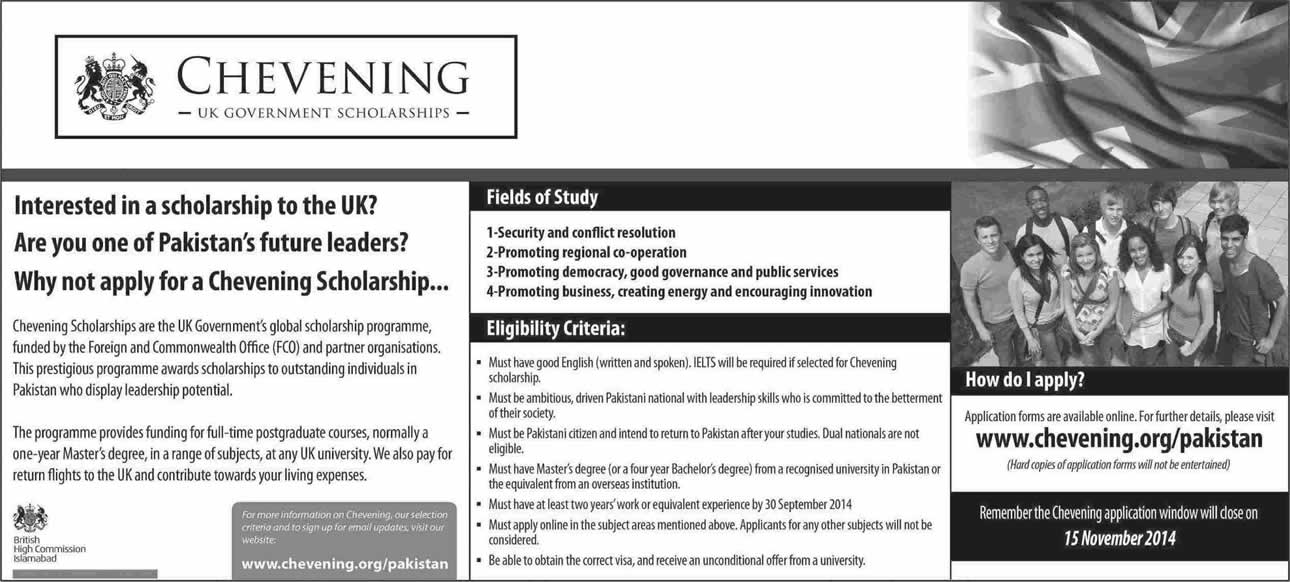 Chevening Scholarships 2015 Latest for Pakistan's Future Leaders