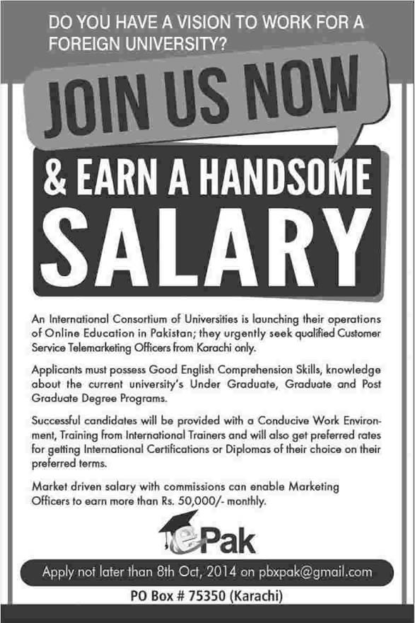 Call Center Jobs in Karachi 2014 October Latest CSR / TSR for Telemarketing