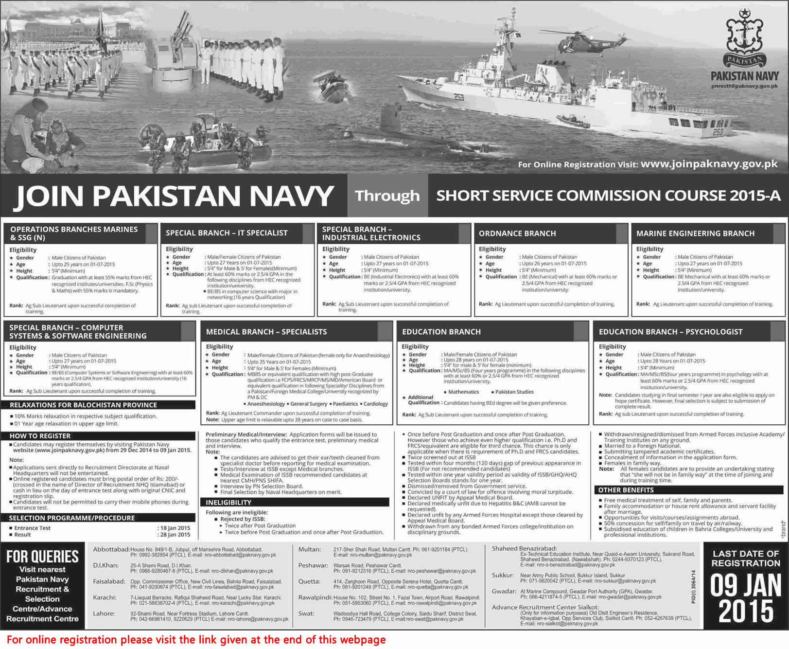 Join Pakistan Navy Online Registration December 2014 January 2015-A Short Service Commission Course