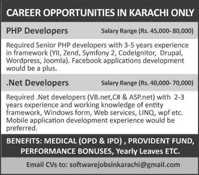 PHP / .Net Developer Jobs in Karachi 2015 Latest for Software Engineers