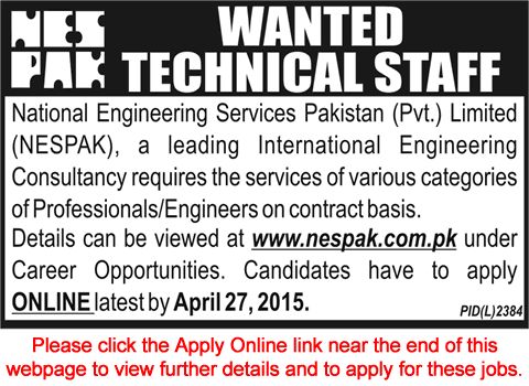 NESPAK Jobs April 2015 Apply Online Engineers & Professionals Latest Advertisement