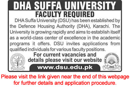 DHA Suffa University Karachi Jobs 2015 April Teaching Faculty Application Form Download