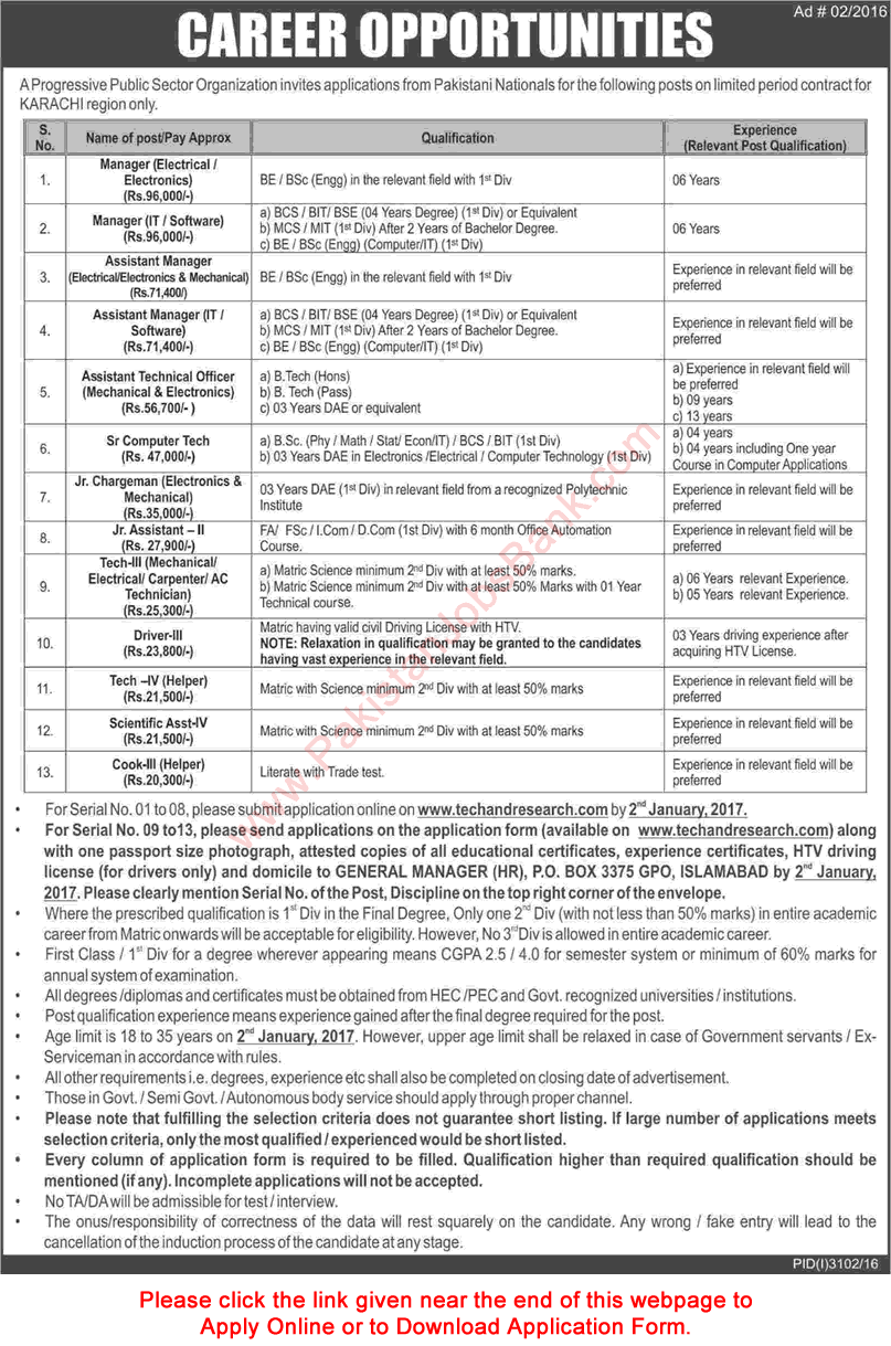 www.techandresearch.com Jobs December 2016 Online Application Form NESCOM Latest / New