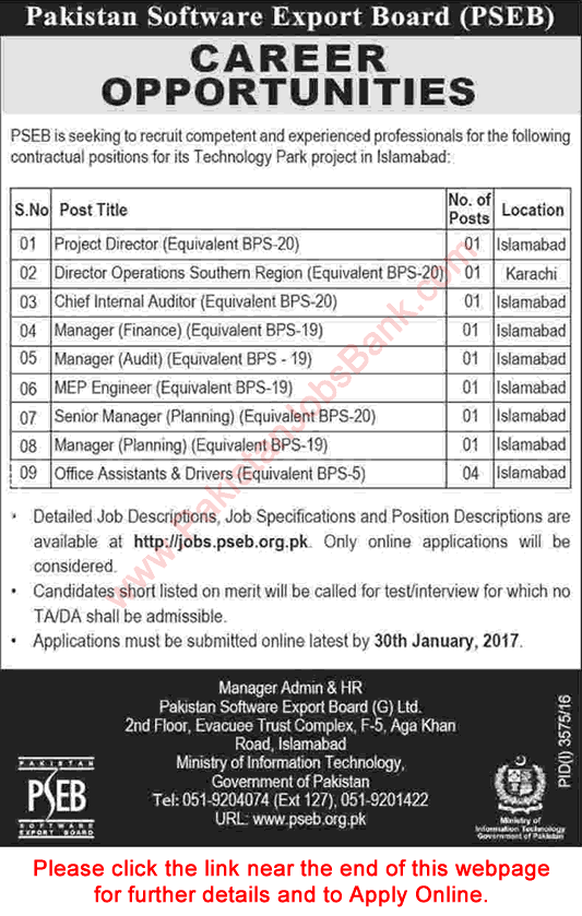 Pakistan Software Export Board Jobs 2017 PSEB Islamabad / Karachi Apply Online Latest