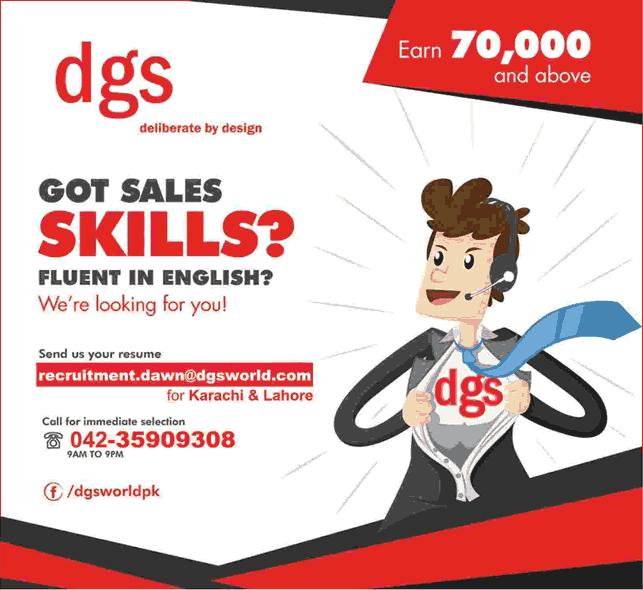 DGS World Pakistan Jobs 2017 in Lahore & Karachi for Sales Executives TRG Company Latest