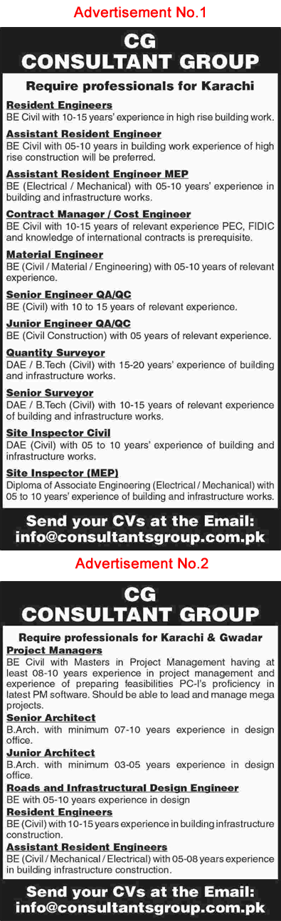 CG Consultant Group Karachi / Gwadar Jobs 2017 January Civil Engineers, Architects & Others Latest