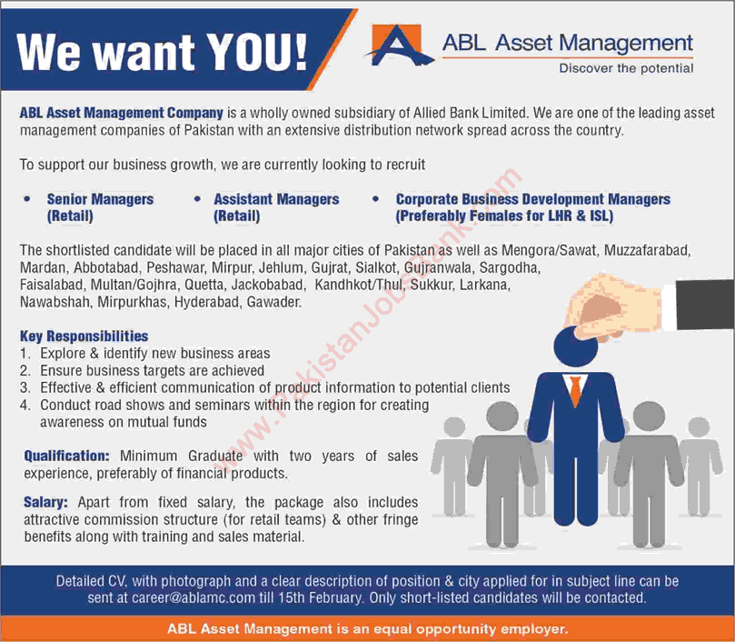 ABL Asset Management Company Jobs 2017 February Retail & Business Development Managers Latest