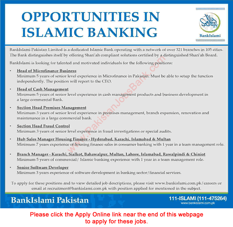 Bank Islami Jobs March 2017 Apply Online Branch / Sales Managers, Software Developer & Others Latest
