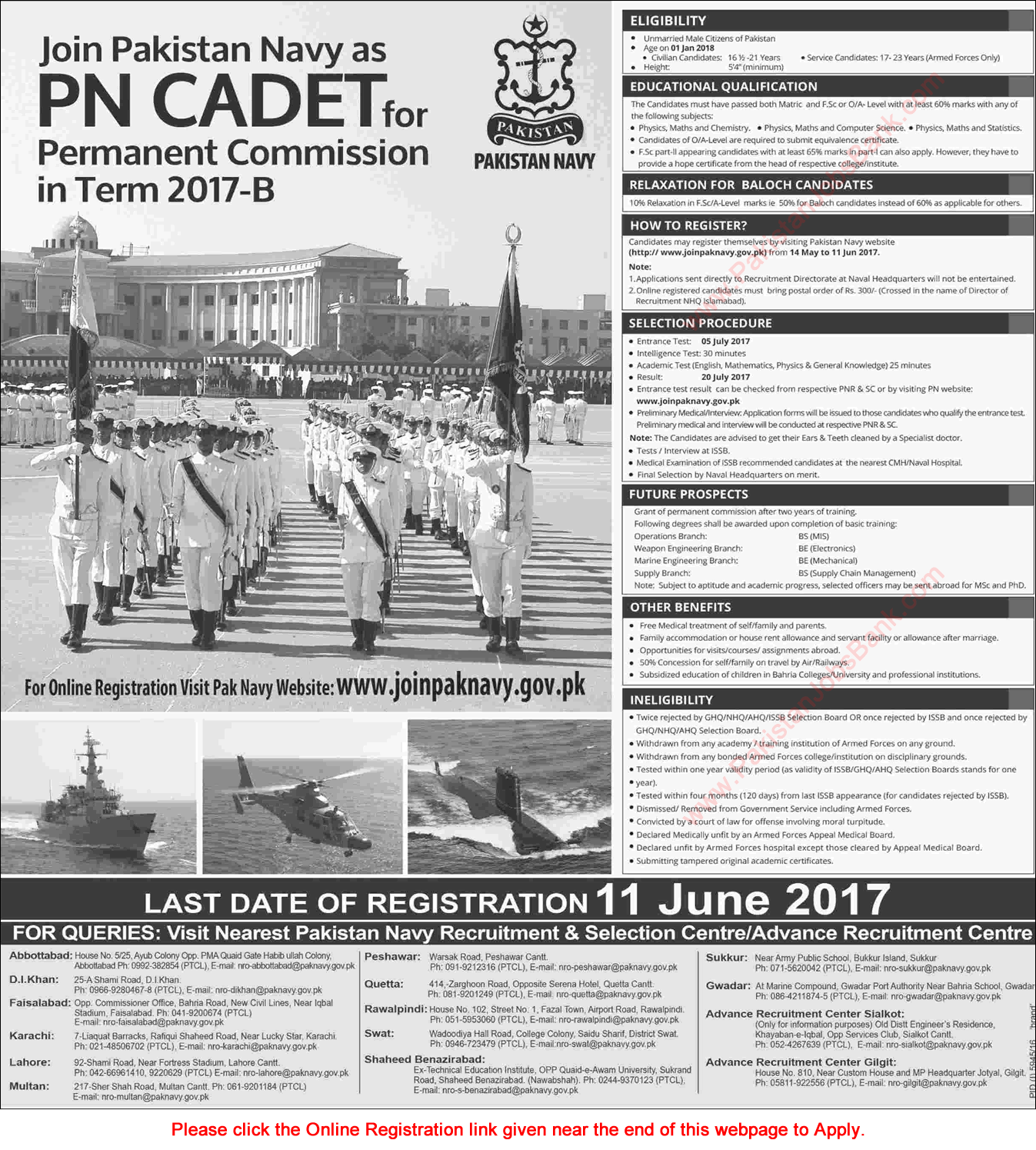Join Pakistan Navy as PN Cadet May 2017 Online Registration for Permanent Commission in Term 2017-B Latest