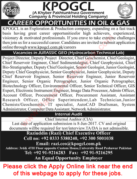 KPOGCL Jobs May 2017 Apply Online Khyber Pakhtunkhwa Oil and Gas Company Limited Latest / New