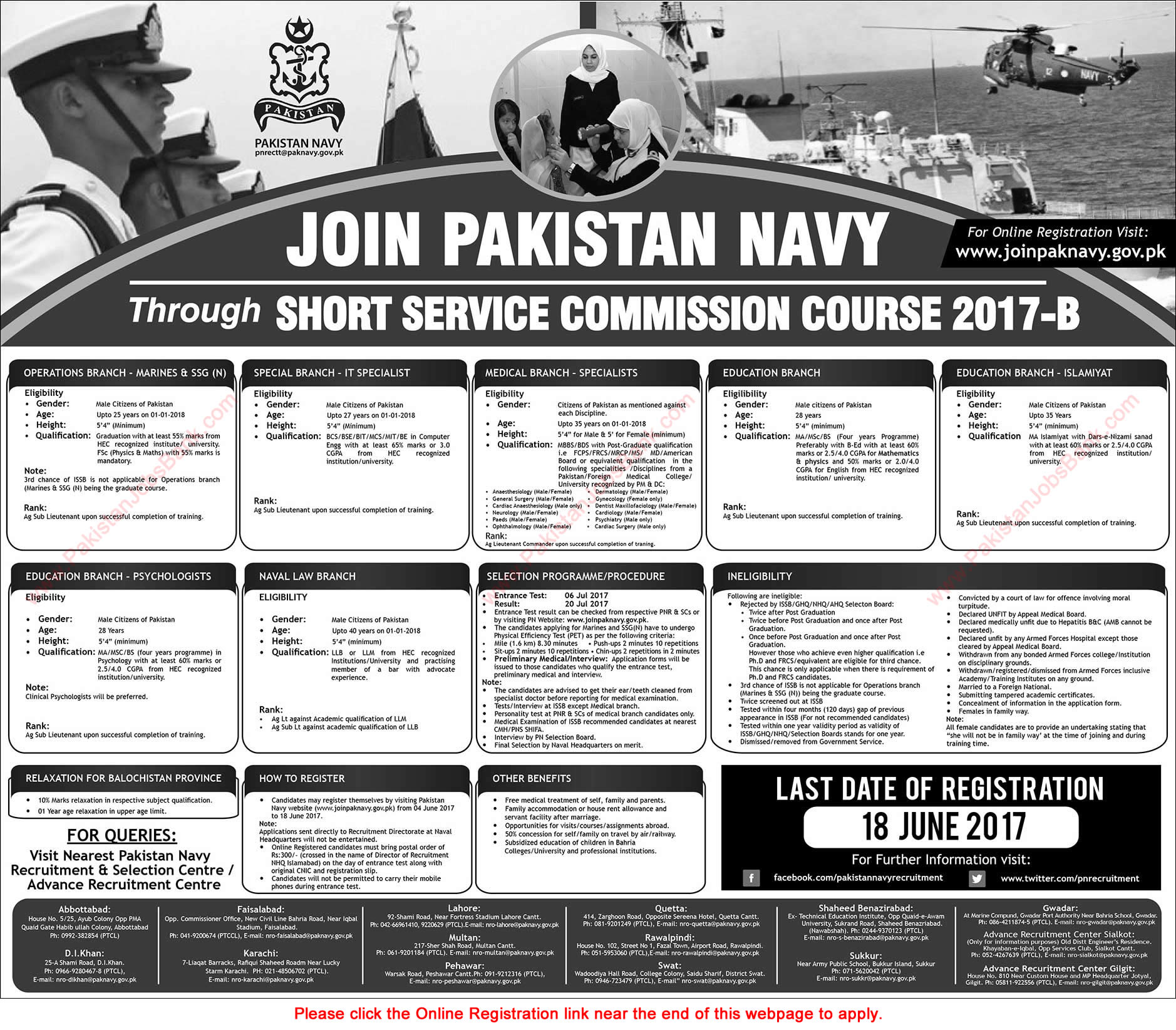 Join Pakistan Navy through Short Service Commission Course 2017-B Online Registration Latest