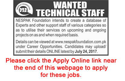 NESPAK Foundation Jobs July 2017 Apply Online Engineers & Others Latest