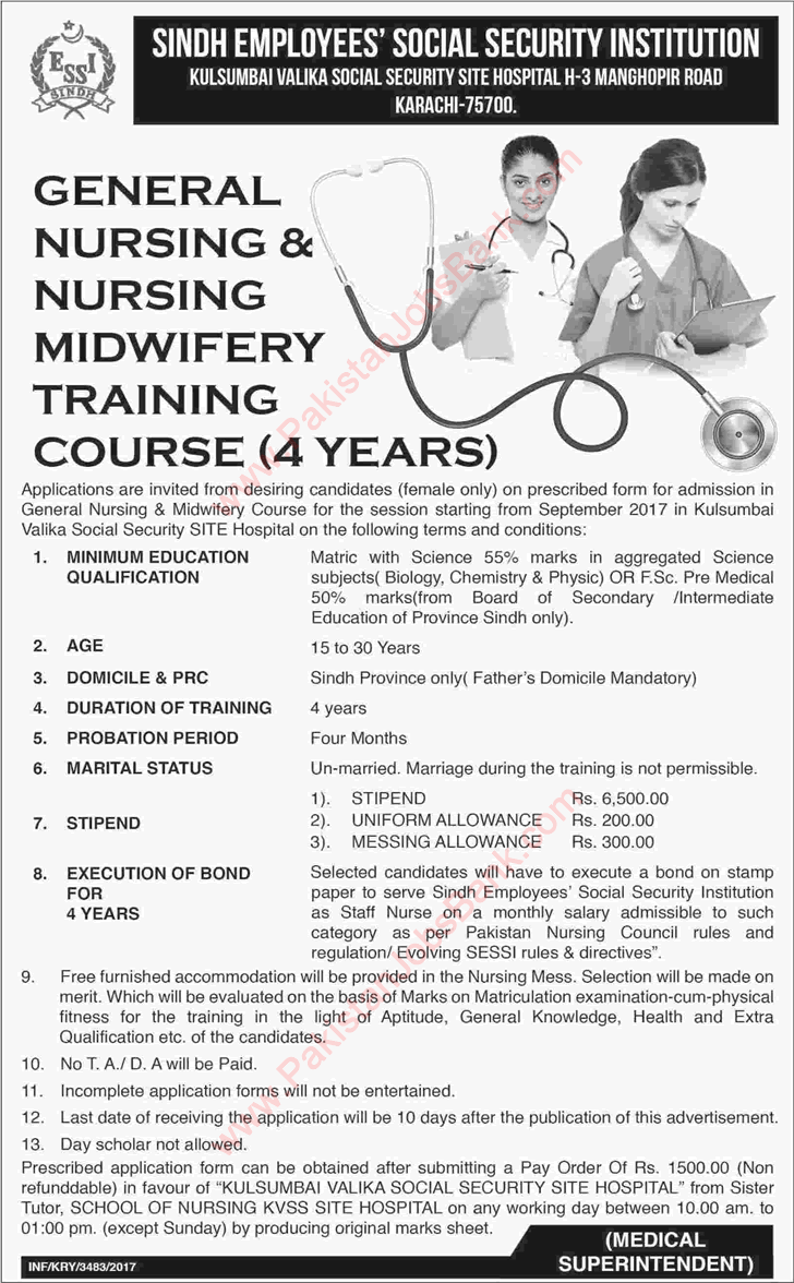 General Nursing & Midwifery Courses in Kulsoom Bai Valika Hospital Karachi 2017 July SESSI Latest
