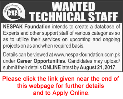 NESPAK Foundation Jobs August 2017 Apply Online Civil Engineers, Surveyors, Draftsman & Others Latest