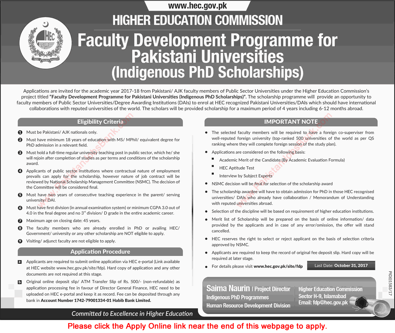 HEC Faculty Development Program September 2017 Indigenous PhD Scholarships Apply Online Latest