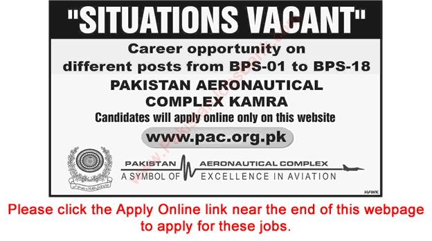Pakistan Aeronautical Complex Kamra Jobs March 2018 Apply Online PAC Latest / New