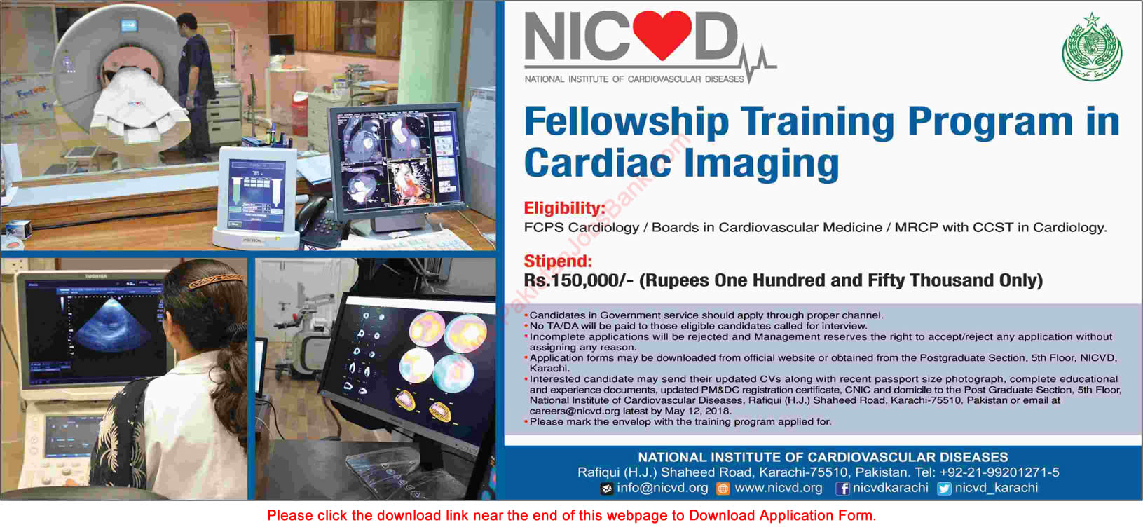 NICVD Jobs April 2018 May Application Form Fellowship Training Program in Cardiac Imaging Latest