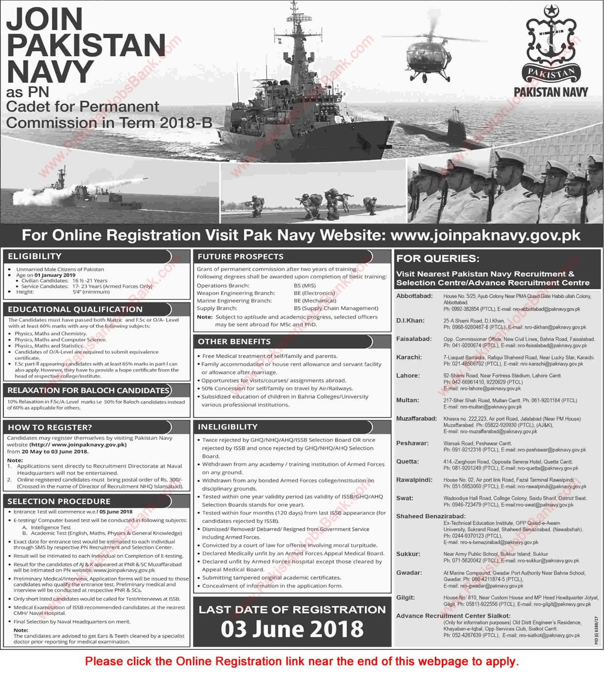 Join Pakistan Navy as PN Cadet 2018 May Online Registration for Permanent Commission in Term 2018-B Latest