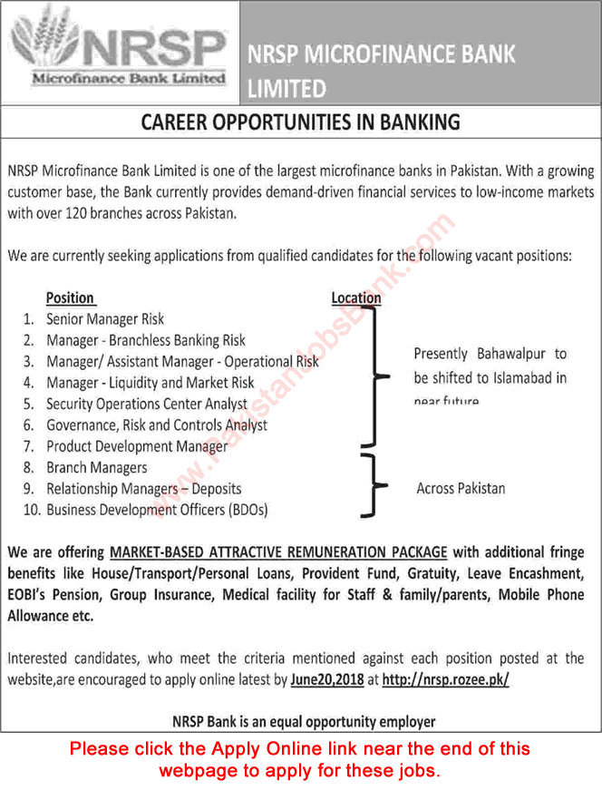 NRSP Microfinance Bank Jobs June 2018 Apply Online Relationship Managers, Business Development Officers & Others Latest