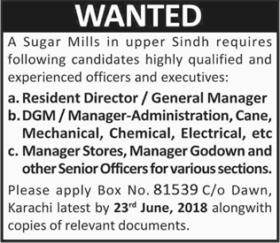 Sugar Mill Jobs in Sindh 2018 2018 Managers & Officers Latest