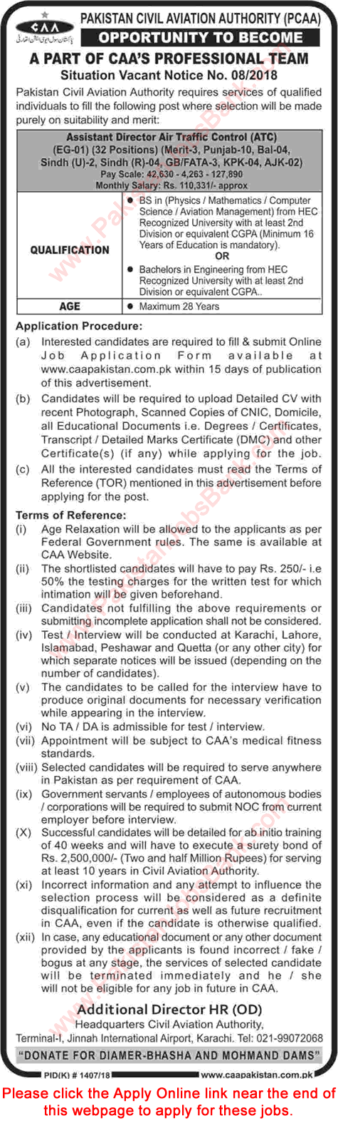 Civil Aviation Authority Jobs October 2018 Online Application Form Assistant Director Air Traffic Control Latest