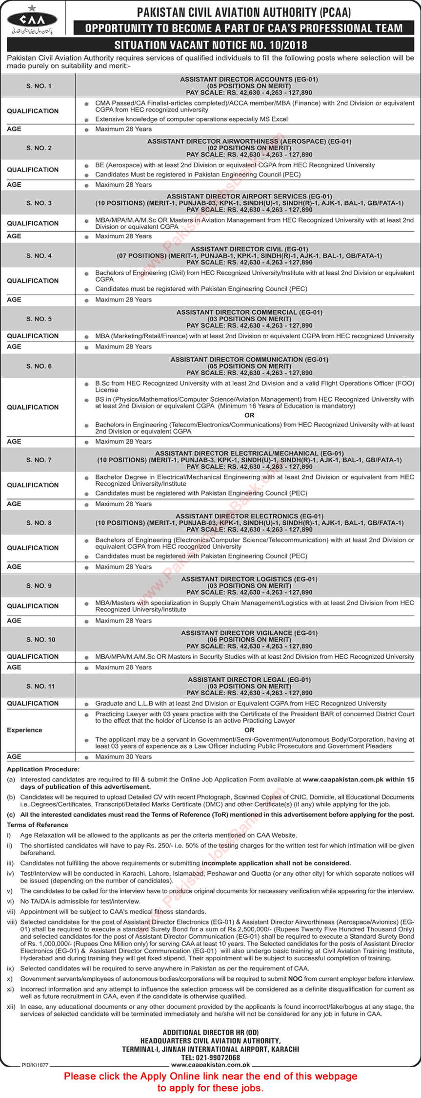 Civil Aviation Authority Jobs November 2018 Assistant Directors Apply Online CAA Latest