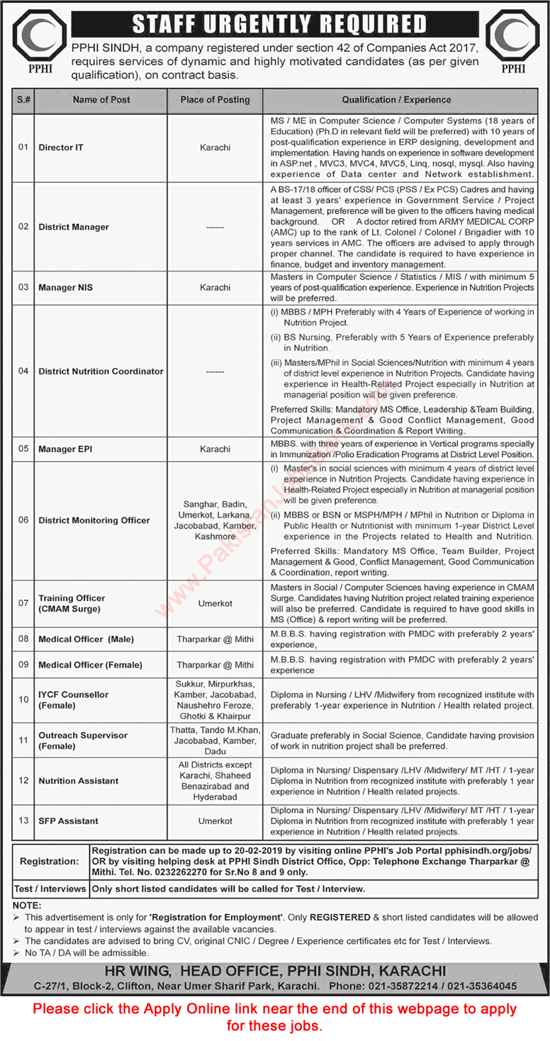 PPHI Sindh Jobs 2019 February Apply Online People's Primary Healthcare Initiative Latest