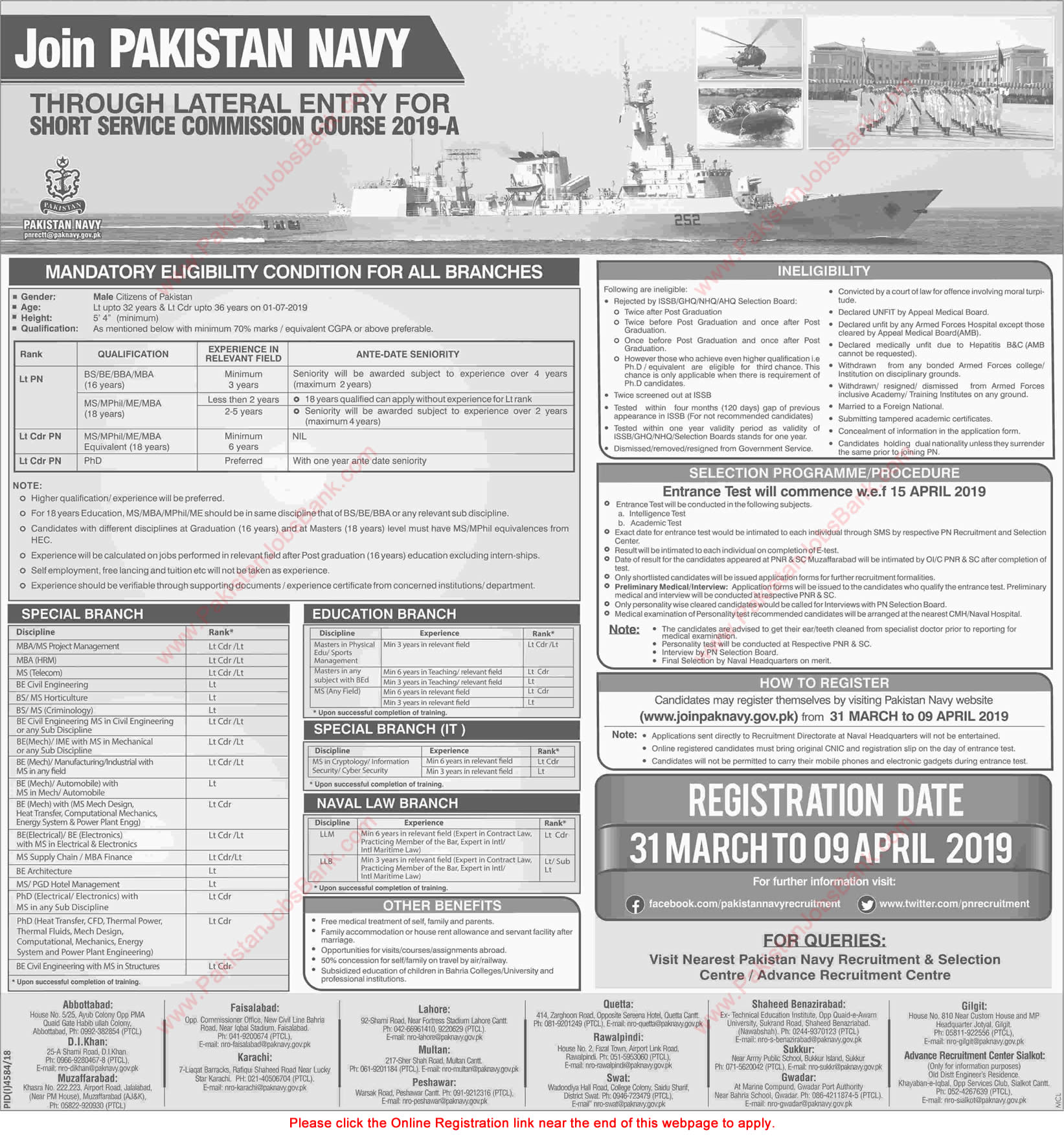 Join Pakistan Navy through Short Service Commission Course 2019-A Online Registration Latest