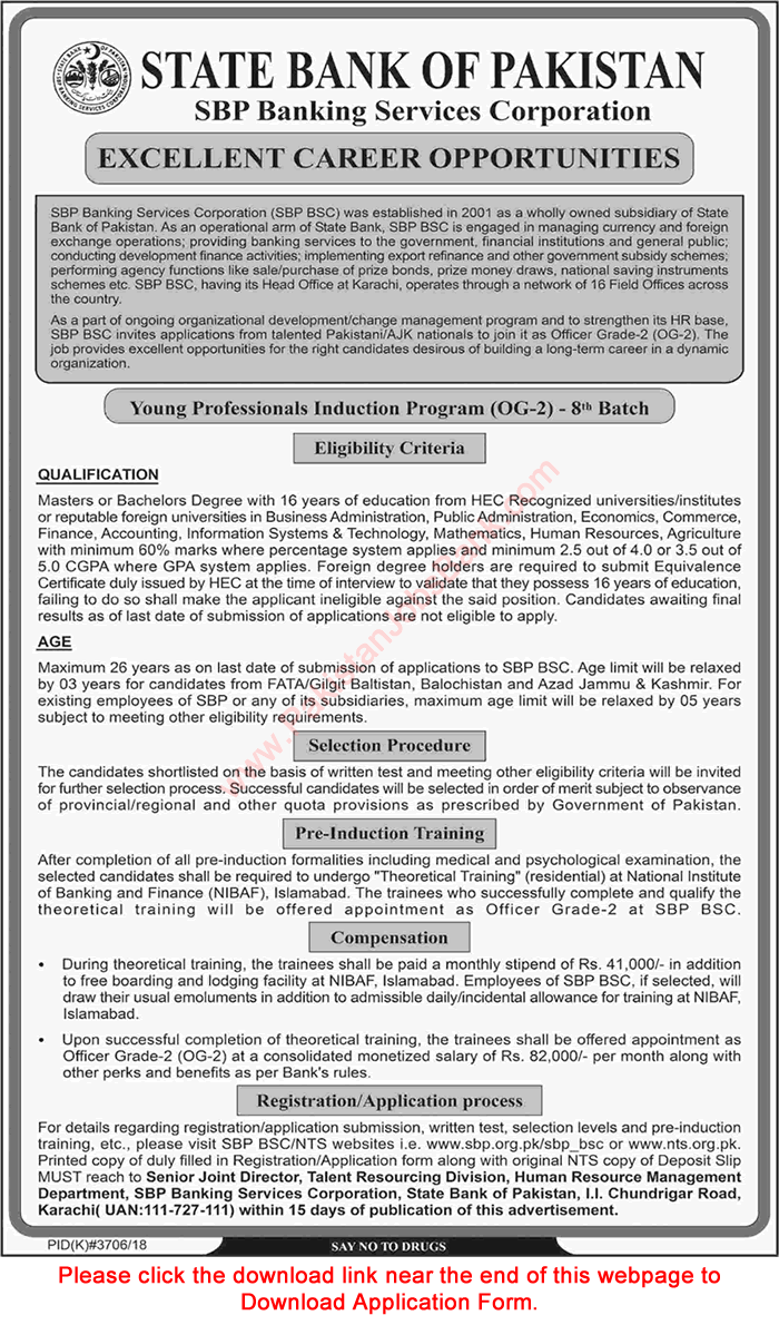 State Bank of Pakistan Jobs March 2019 April Application Form Young Professionals Induction Program Latest