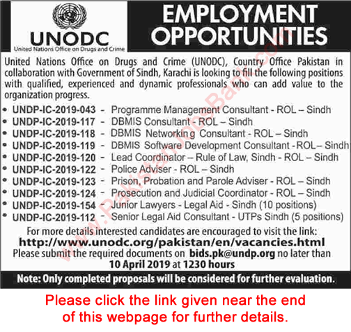 UNODC Pakistan Jobs 2019 March / April United Nations Office on Drugs and Crime Latest