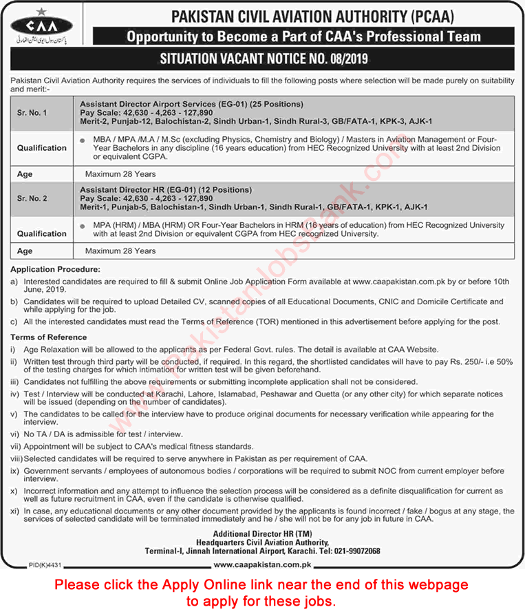 Assistant Director Jobs in Civil Aviation Authority May 2019 Apply Online CAA Latest