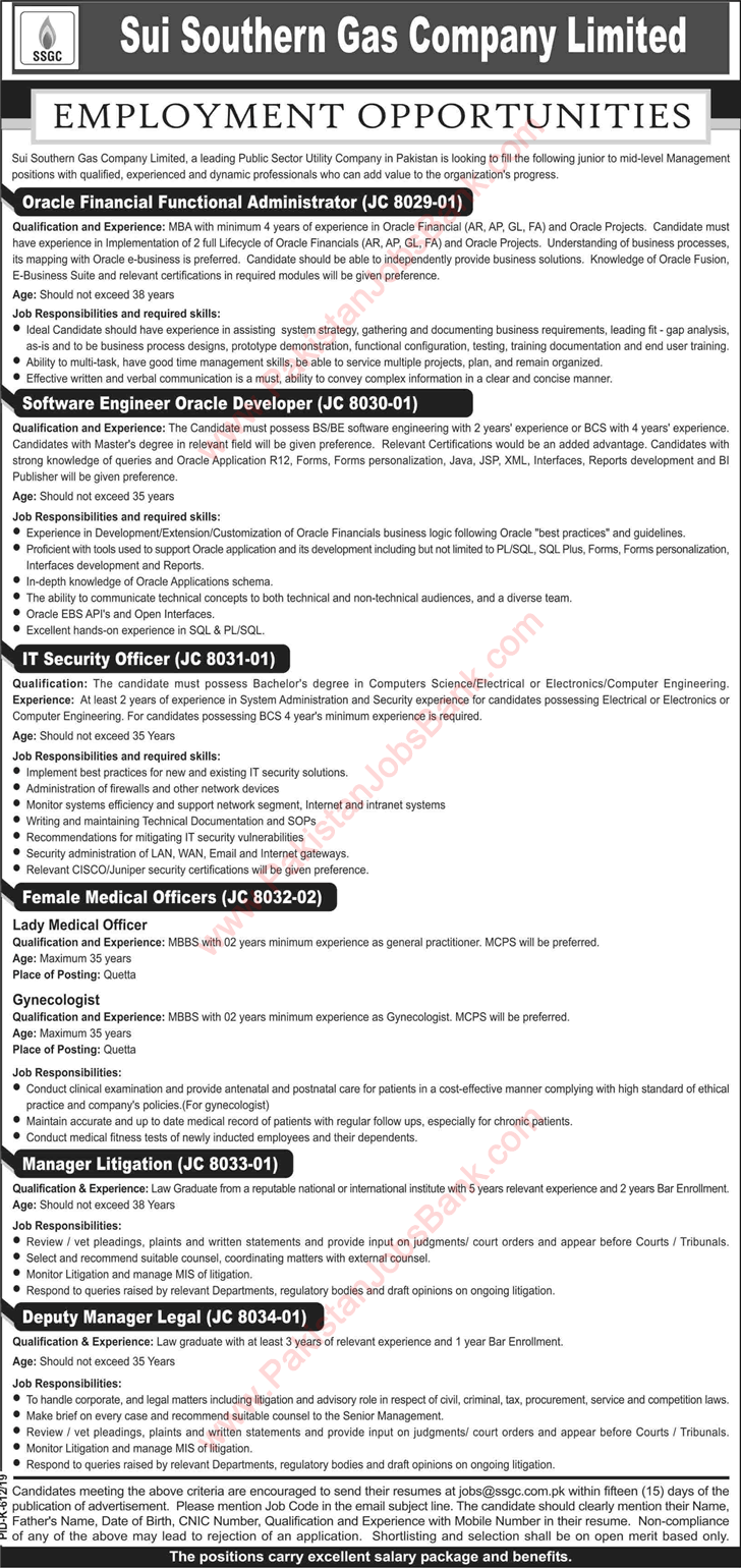 SSGC Jobs August 2019 Sui Southern Gas Company Limited Latest