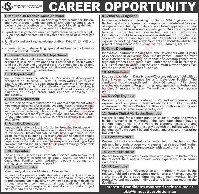 Innovative Solutions Pakistan Jobs 2019 September Software Engineers & Others Latest