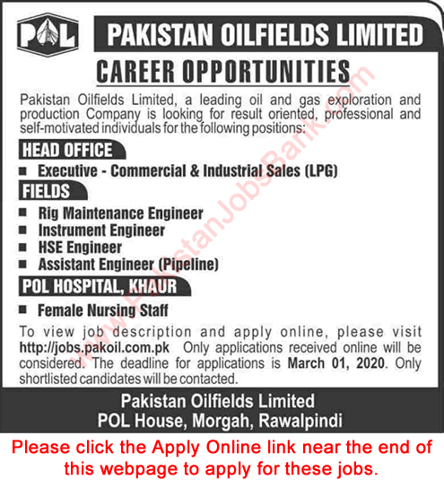 Pakistan Oilfields Limited Jobs 2020 February Apply Online Engineers & Others POL Latest