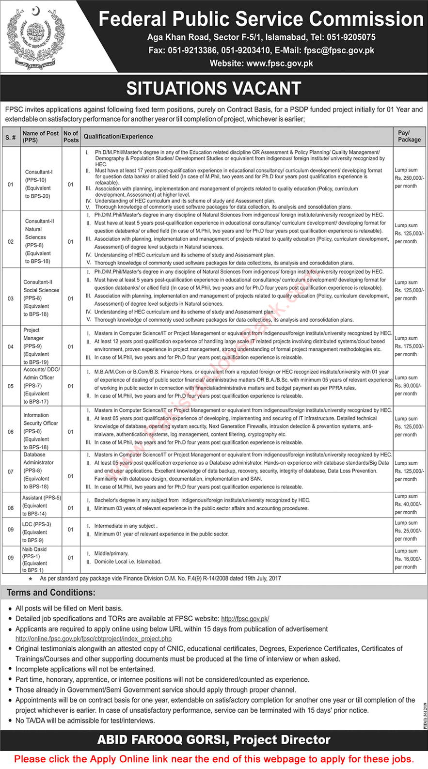 FPSC Jobs April 2020 Apply Online Clerk, Assistant, Accounts Officer & Others Latest