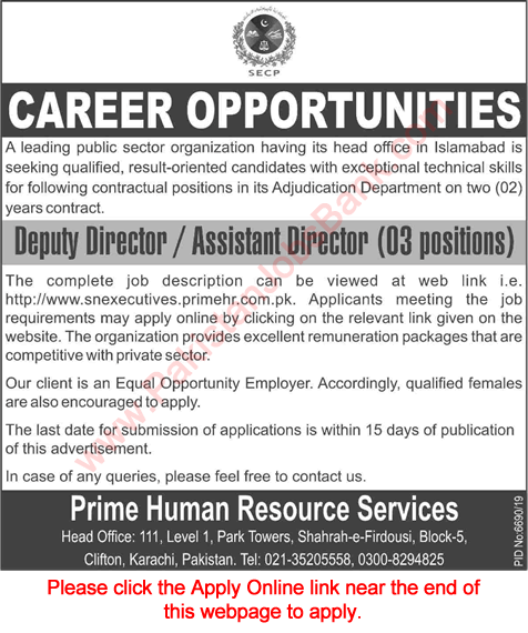 Deputy / Assistant Director Jobs in SECP 2020 June Apply Online Securities and Exchange Commission of Pakistan Latest