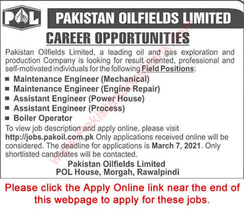 Pakistan Oilfields Limited Jobs 2021 February / March POL Apply Online Latest