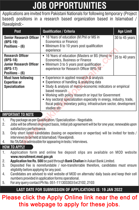 Research Officer Jobs in Ministry of Defence 2022 Apply Online MOD Latest