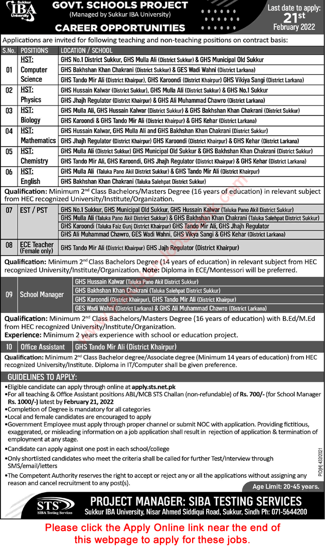 Sukkur IBA University Jobs 2022 February STS Apply Online Teachers & Others Latest