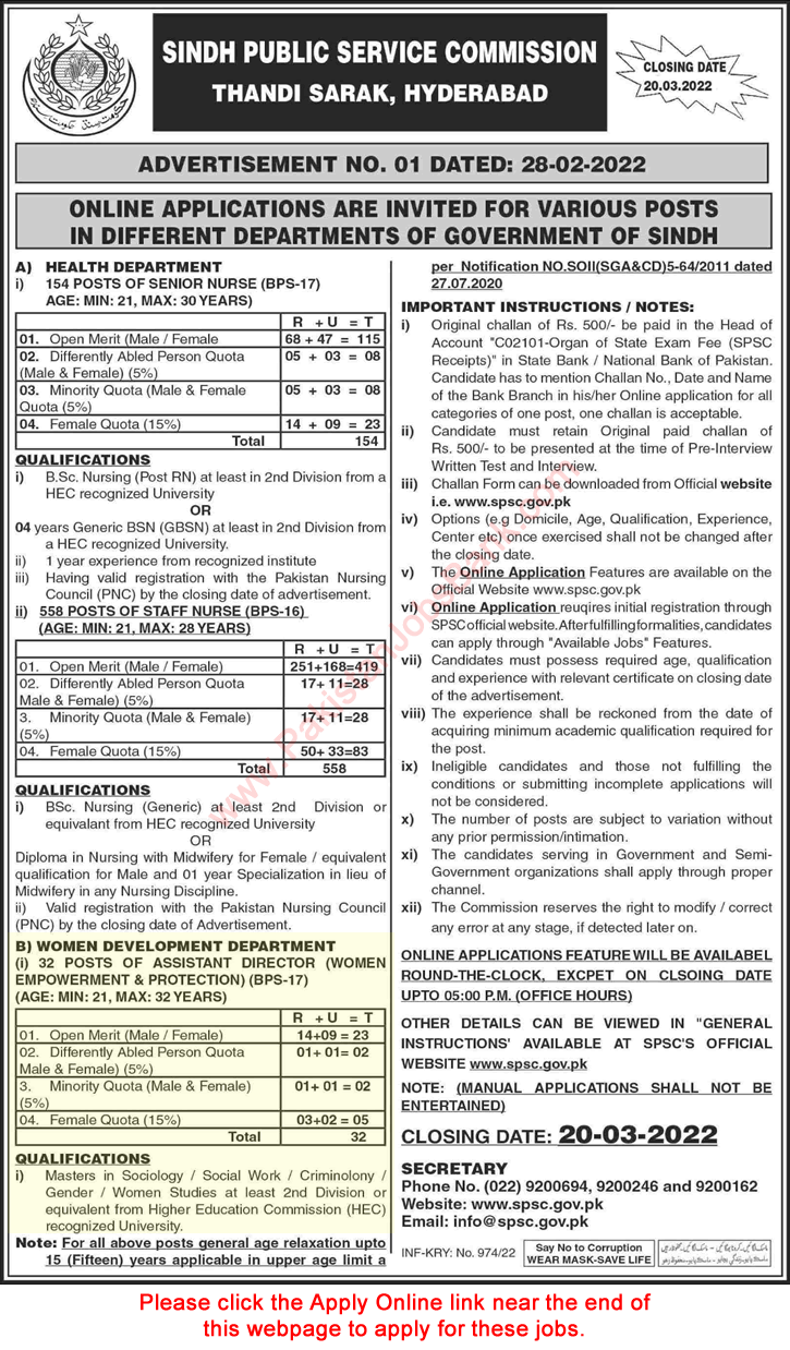 Assistant Director Jobs in Women Development Department Sindh March 2022 SPSC Online Apply Latest