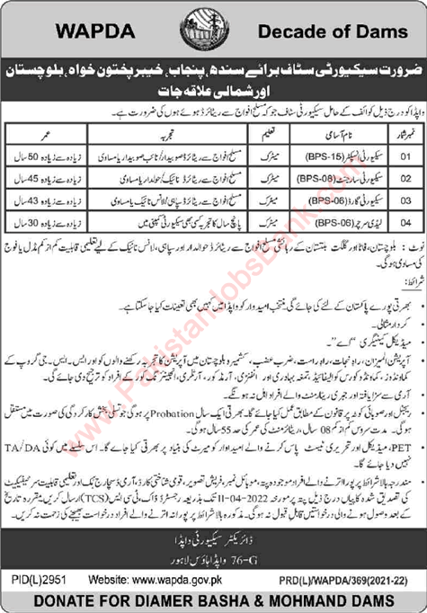 WAPDA Jobs March 2022 Security Staff Water and Power Development Authority Latest