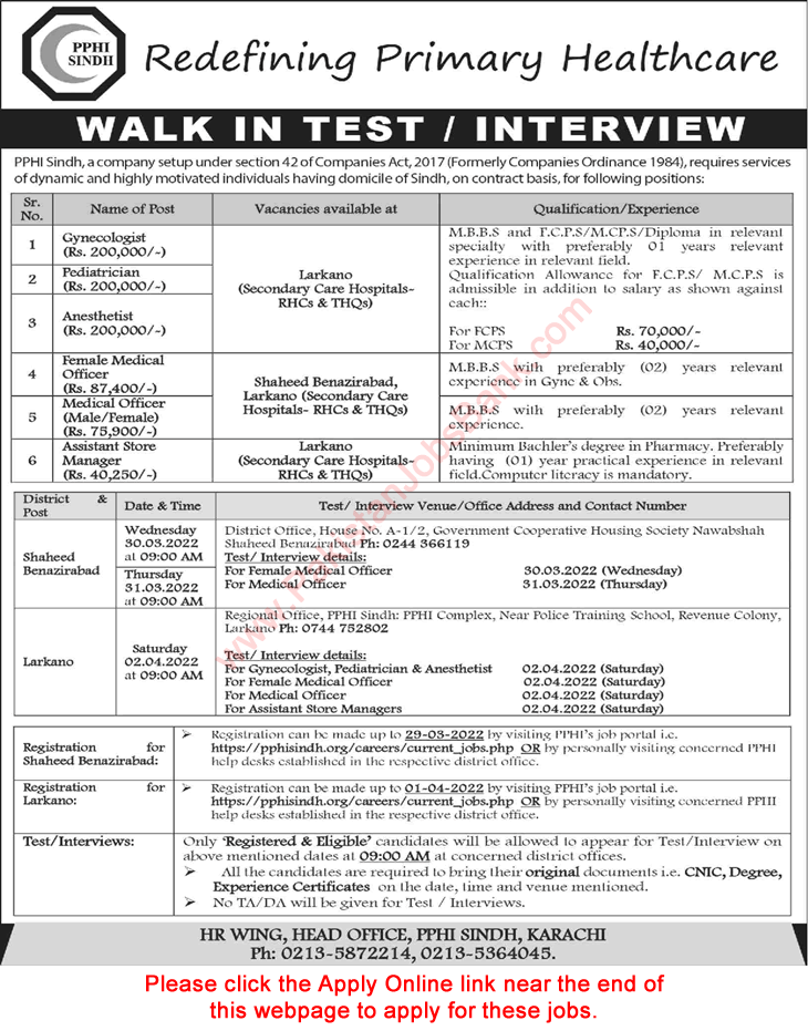 PPHI Sindh Jobs 2022 March Apply Online Medical Officers & Others People's Primary Healthcare Initiative Latest