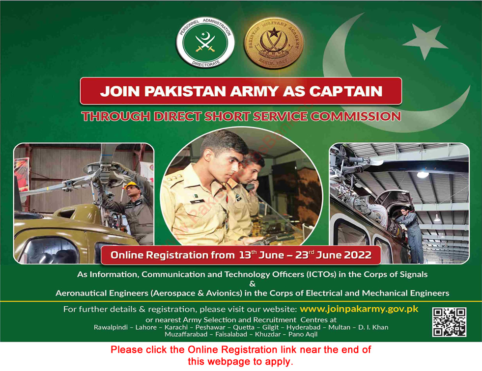 Join Pakistan Army as Captain 2022 June through Direct Short Service Commission Online Registration Latest