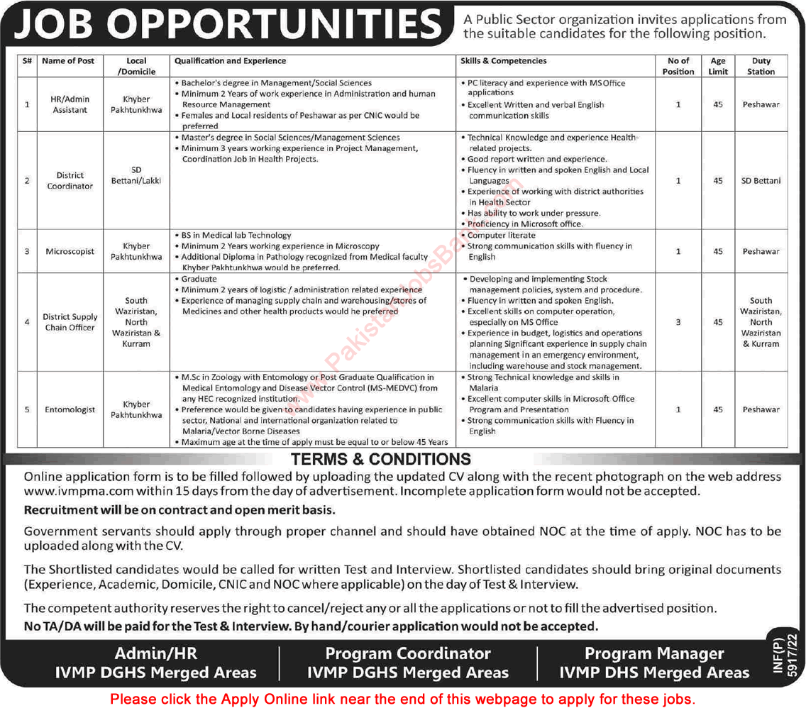 Director General Health Services KPK Jobs October 2022 Health Department Apply Online Latest