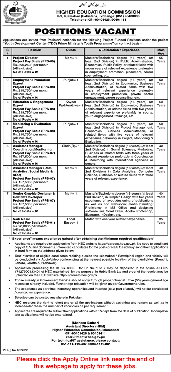 HEC Jobs April 2023 Online Apply Higher Education Commission Latest