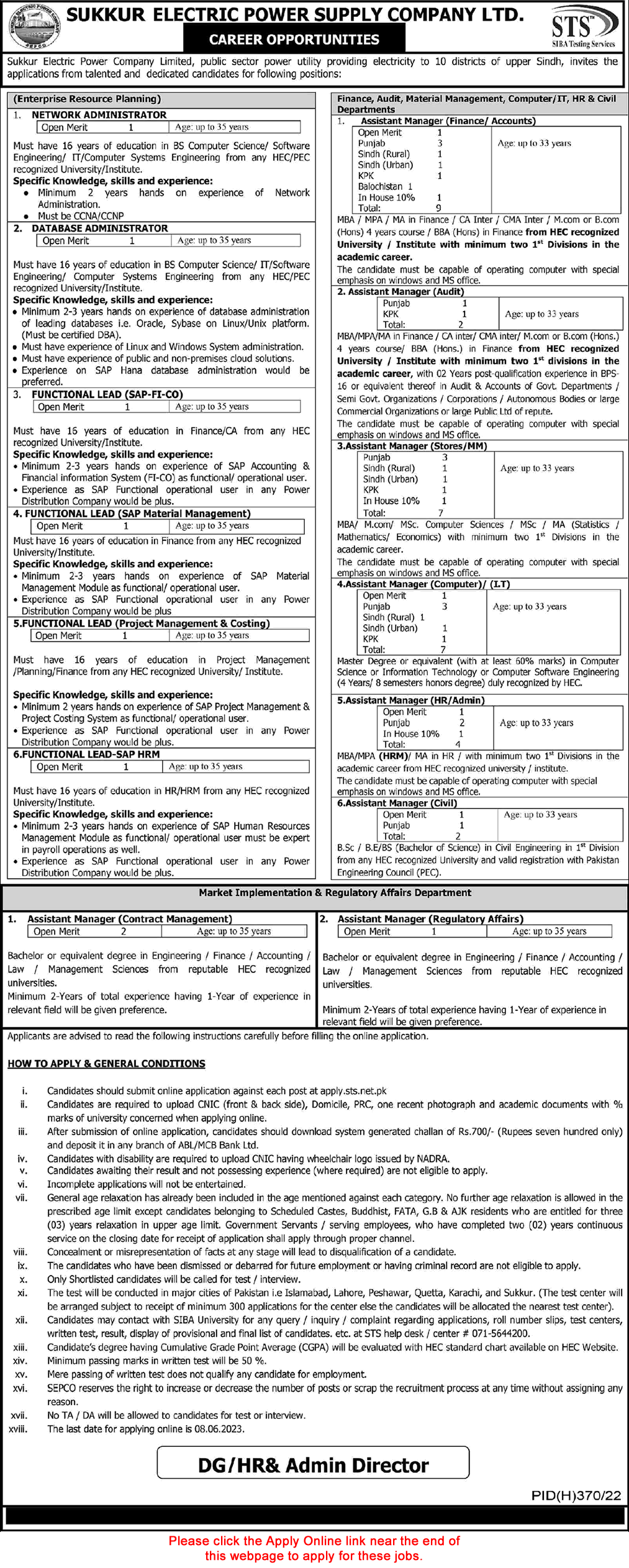 SEPCO Jobs May 2023 STS Apply Online WAPDA Assistant Managers & Others Latest