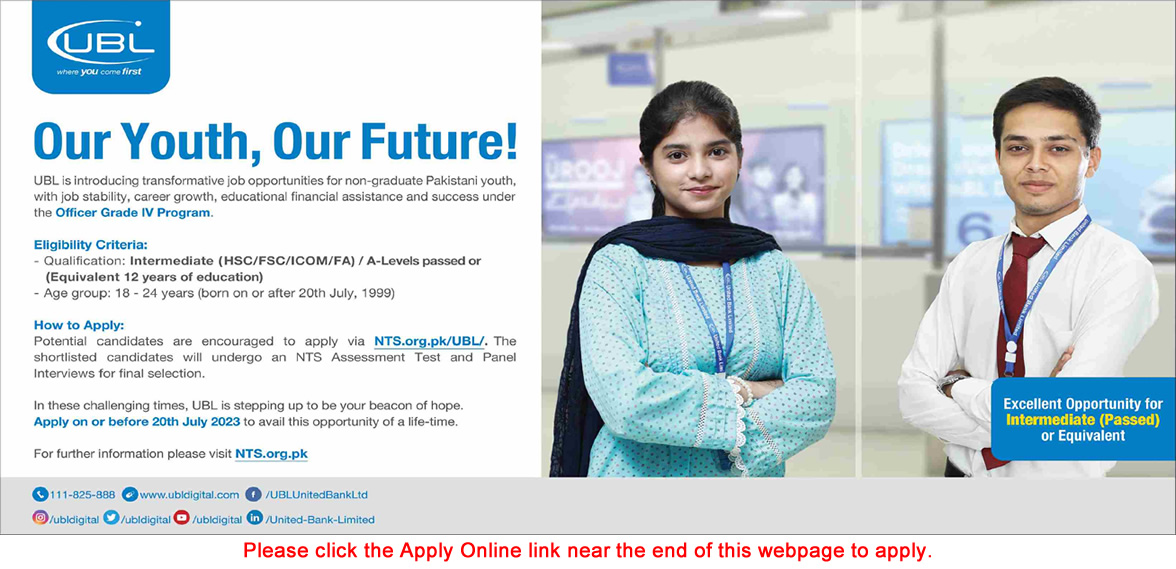 UBL Jobs July 2023 NTS Apply Online Officer Grade IV Program Latest