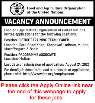 Food and Agriculture Organization of United Nation Jobs 2023 August Apply Online FAO Latest