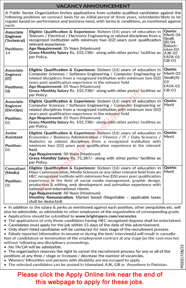 Public Sector Organization Jobs September 2023 Apply Online Associate Engineers & Others Latest